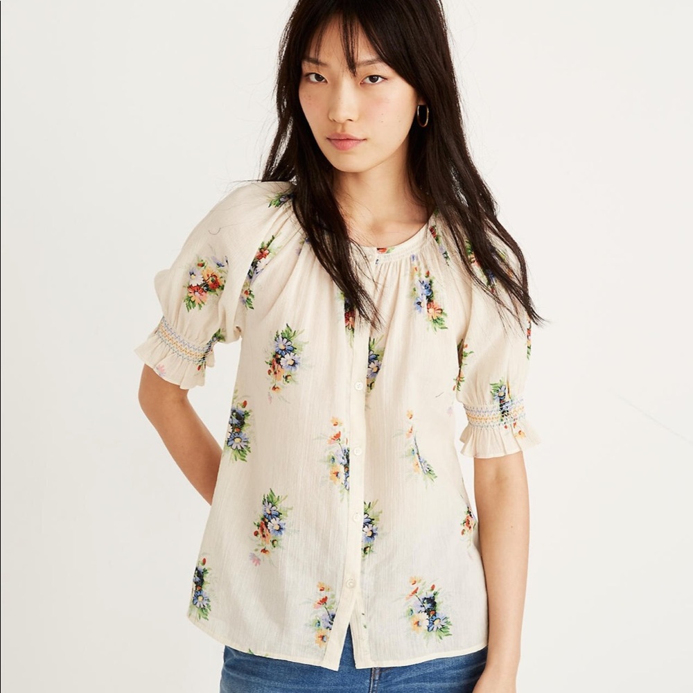 Madewell Smocked Top in Classic Corsage
